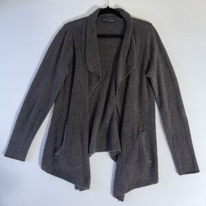 Barefoot Dreams CozyChic Lite Circle Cardigan Grey Shawl Neck Sweater 485 Large